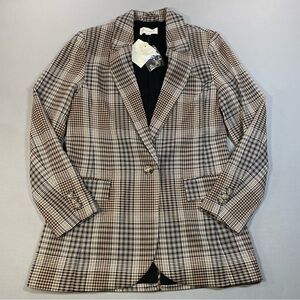 NWT Marled Plaid One-Button Blazer, School Boy/Career/Acadamia - Womens Small